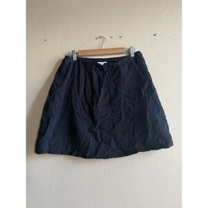 Eileen Fisher‎ Cotton Skirt Black Stretch Waist Xs Midi Pockets